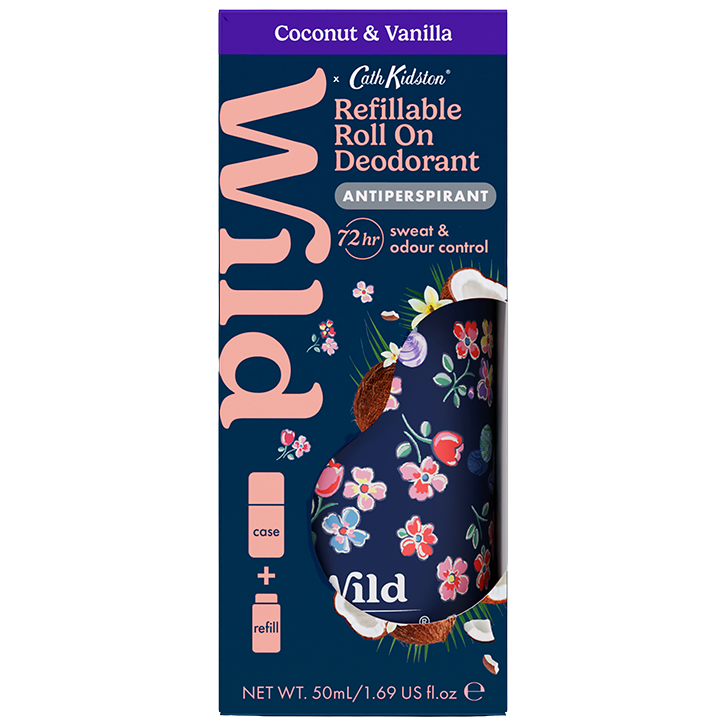 2e product 50% korting | Wild x Cath Kidston Roll-on Deo Navulbaar Kokos & Vanille Starterspack - 50ml