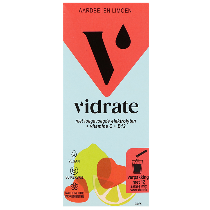 ViDrate Aardbei- en Limoensmaak - 12 zakjes