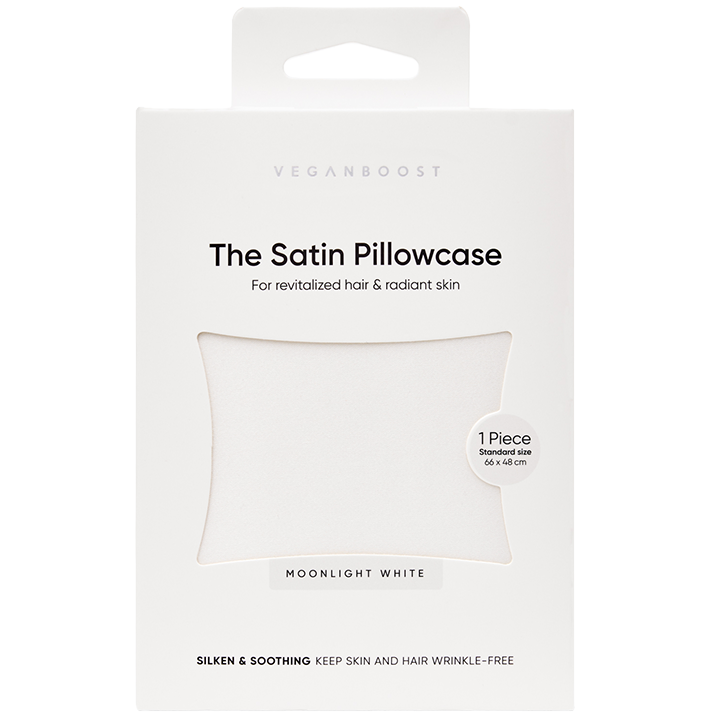 VeganBoost Satin Pillowcase Moonlight White