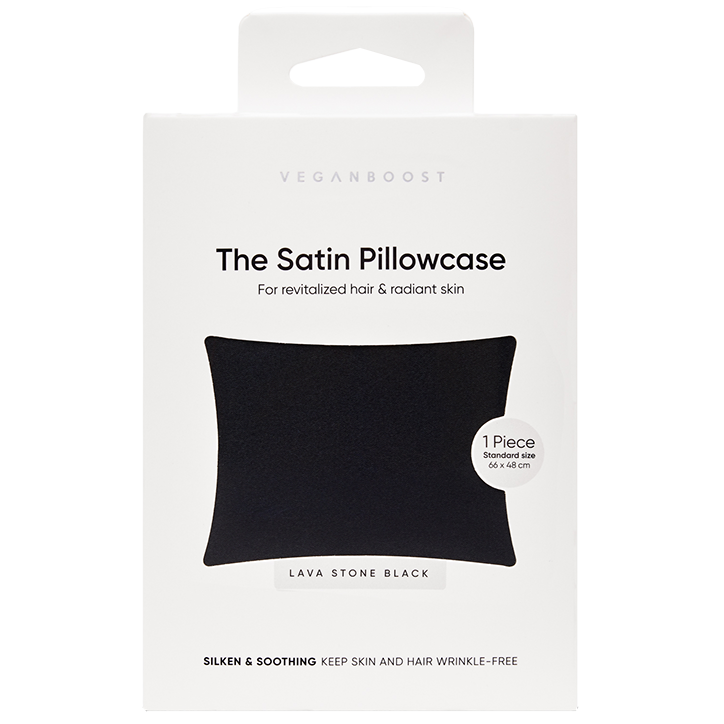 VeganBoost Satin Pillowcase Black