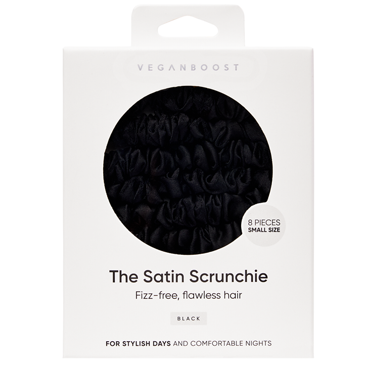 VeganBoost Satin Scrunchies Black - 8 stuks