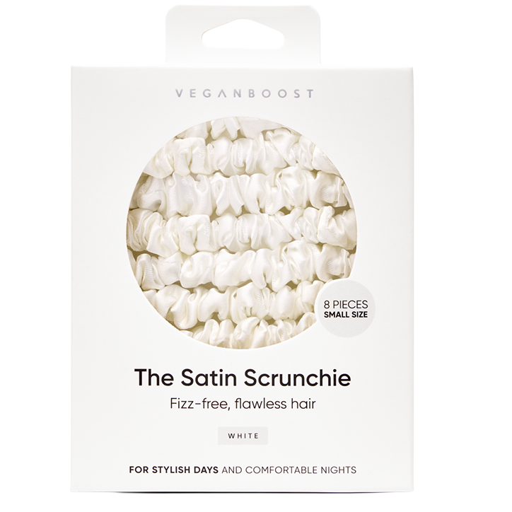 VeganBoost Satin Scrunchies White - 8 stuks