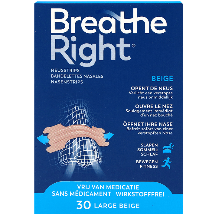 Breathe Right Neusstrips Large Beige - 30 stuks