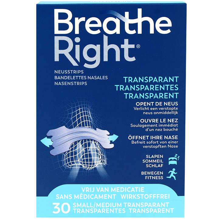Breathe Right Neusstrips Small/Medium Transparant - 30 stuks