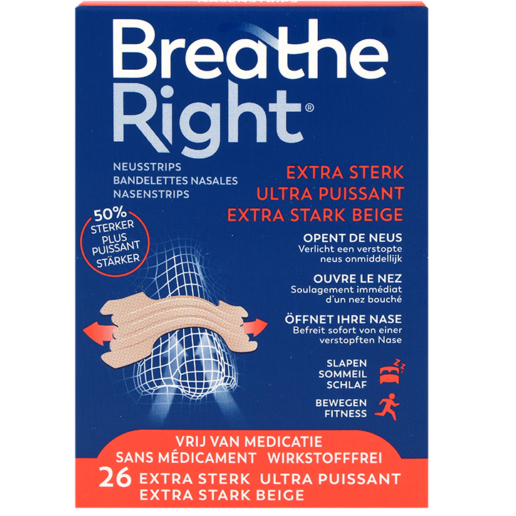 Breathe Right Neusstrips Extra Sterk Beige - 26 stuks