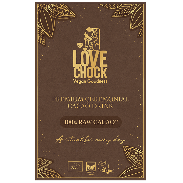 Lovechock Premium Ceremonial Cacao Drink 100% Raw Cacao - 8x20g