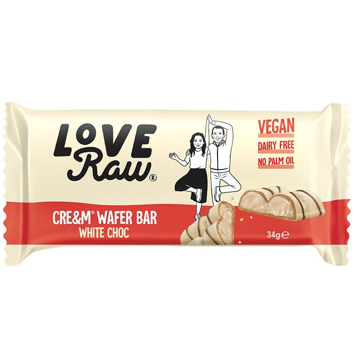 Love Raw Cream Wafer Bar White Choc - 34g