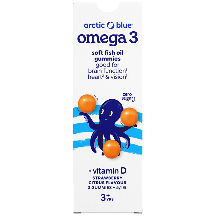 Arctic Blue Omega 3 Soft Fish Oil Gummies Vitamine D Strawberry Citrus - 3 gummies
