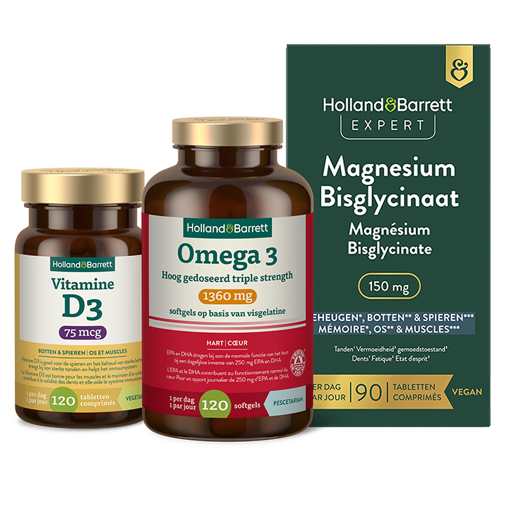 Holland & Barrett Daily Essentials Bundel - Omega 3, Magnesium & Vitamine D3