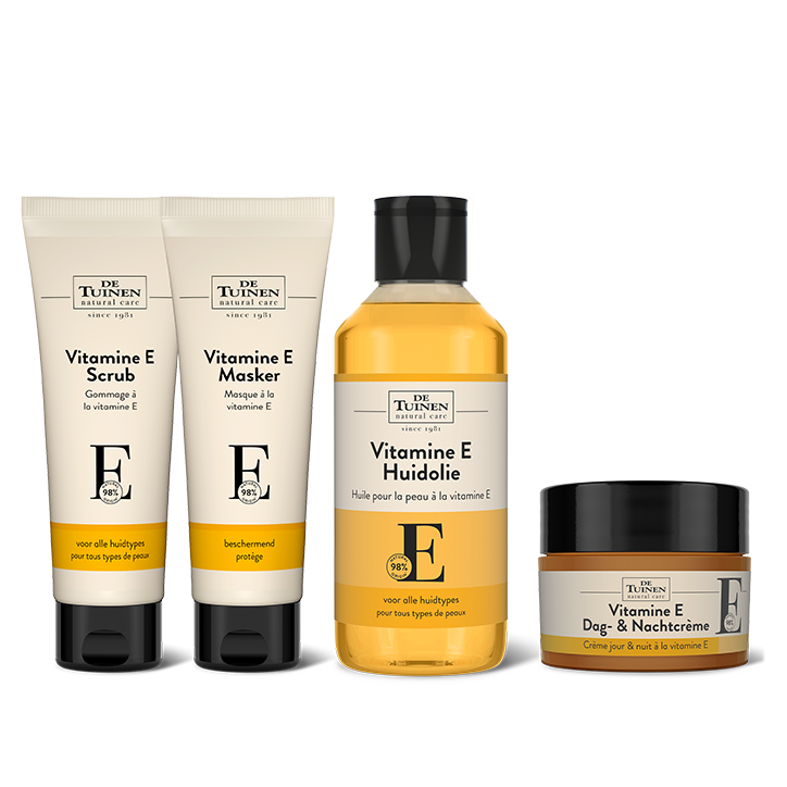 De Tuinen Vitamine E Bundel - Dag- & Nachtcrème, Masker, Scrub & Huidolie