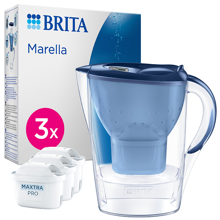 BRITA Marella Waterfilterkan Blauw - 2,4L - Incl. 3x Maxtra Pro Waterfilter