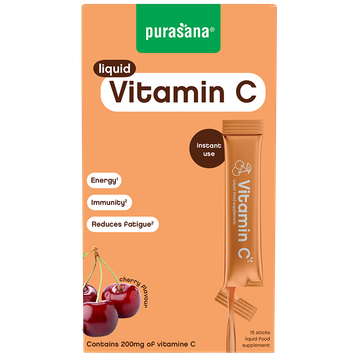 Purasana 2e product 50% korting Liquid Vitamine C Kers - 15 x 10ml
