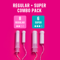 Image 4 for Organic Cotton Applicator Tampon Combo Pack (8 regular + 6 super tampons)