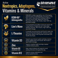 Image 3 for Brainwave Nootropics Brain Function & Immune System Support Complex - Ashwagandha, Lion’s Mane, L-Theanine, Vitamins D3, B5, B12 & Zinc