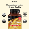 Image 2 for Cod Liver Oil Softgels 1000mg with EPA, DHA, Vitamin A & D - 180 Softgels