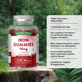 Image 2 for Iron 14mg 60 Cherry Flavour Vegan Gummies