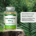 Image 2 for Natures Truth Cod Liver Oil 1000mg w/ Vitamin D+A - 60 Softgels 60Softgel