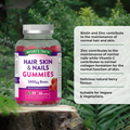 Image 2 for Hair Skin & Nails Biotin 5000ug - 60 Gummies - Raspberry 60Gummy