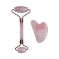 Image 1 for Gua Sha & Face Roller Set - Natural Stone - Rose Quartz