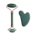 Image 1 for Gua Sha & Face Roller - Jade Roller Natural Stone Set - Aventurine