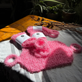Image 4 for Handwoven Exfoliating Shower & Bath Mitt - Back Scrubber - Pink