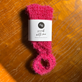 Image 4 for Handwoven Exfoliating Shower & Bath Mitt - Back Scrubber - Dark Pink