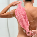 Image 3 for Shower Ritual Set – Handwoven Exfoliating Mitt (Loofah) & Peace Soap Bar - Pink