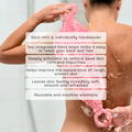 Image 4 for Shower Ritual Set – Handwoven Exfoliating Mitt (Loofah) & Peace Soap Bar - Pink