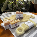 Image 2 for Shower Ritual Set – Handwoven Exfoliating Mitt (Loofah) & Peace Soap Bar - Cream