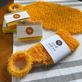 Image 2 for Shower Ritual Set – Handwoven Exfoliating Mitt (Loofah) & Bloom Soap Bar - Orange