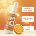 Image 2 for Vitamin D Spray - 3000IU 75µg - 60ml Orange Flavour - 1 Year Supply Vegetarian Oral Spray