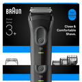 Image 3 for Braun Series 3+ Electric Shaver, Beard Trimmer Attachment, Dry, 3000BT, Grey