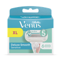 Image 1 for Gillette Venus Deluxe Smooth Sensitive Women's Razor Blade Refills, Pack of 6, 5 blades for a longer-lasting smooth shave