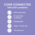 Image 3 for Come Connected Ultra-thin, Natural, Vegan Condoms 100% Natural Rubber Latex 10pc