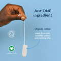Image 2 for Organic Cotton Non-applicator Tampons 20 Count | Super Absorbency| Toxin-Free, Plastic-Free| Pack of 3