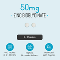 Image 3 for Zinc Bisglycinate with Copper - 50mg per Serving - 400 Tablets