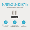 Image 3 for Magnesium Citrate - 1480mg per Serving - 444mg Elemental Magnesium - 180 Capsules