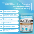 Image 3 for Mushroom 6 In 1 Complex Capsules Lions Mane  1755mg  60 Capsules