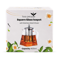 Image 1 for Square Glass Teapot 400ml with stainless steel infuser