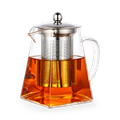 Image 2 for Square Glass Teapot 400ml with stainless steel infuser