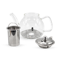 Image 3 for Clear Glass Teapot 1.2L with stainless steel infuser and metal plate for heating