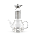Image 5 for Clear Glass Teapot 1.2L with stainless steel infuser and metal plate for heating