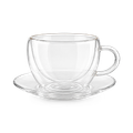 Image 1 for Double walled glass Cup and Saucer - 200ml
