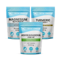 Image 1 for Sleep Vitamin Bundle 3pk - Ashwagandha KSM-66 Tablets - Turmeric Tablets - Magnesium Glycinate Capsules