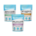 Image 1 for 3pk Glow Up Bundle - Apple Cider Vinegar Capsules - Biotin Hair, Skin & Nails - Vitamin C & Zinc Tablets