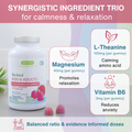 Image 2 for Calm Magnesium Gummies, with L-Theanine & Vitamin B6, for Kids & Adults, 90 Gummies