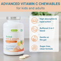 Image 2 for Dual Action Vitamin C Chewable 500mg, Kids & Adults, Sugar Free Orange and Lemon Flavours, 120 Tablets