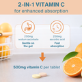 Image 3 for Dual Action Vitamin C Chewable 500mg, Kids & Adults, Sugar Free Orange and Lemon Flavours, 120 Tablets