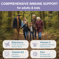 Image 4 for High Strength Elderberry Immune Gummies, 4-in-1 Complex with C, D3 & Zinc, for Kids and Adults, 90 Gummies