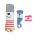 Image 1 for Spa Ritual Set – Turkish Towel, Handwoven Exfoliating Shower Mitt & Glow Soap Bar - Blue
